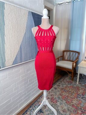NWT Wow Couture World Of Women Red Cage Bandage Dress